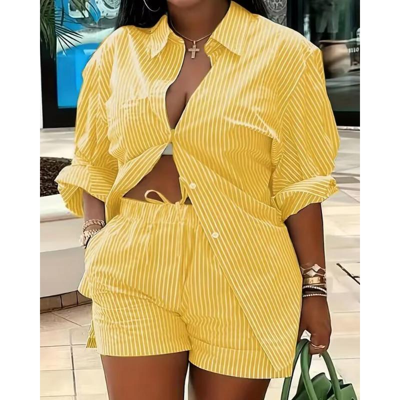 YYFS Moda dame ocazional primăvară toamnă imprimeu cu mâneci lungi cu mâneci lungi cu gâtul POLO Pantaloni cu pantaloni costume