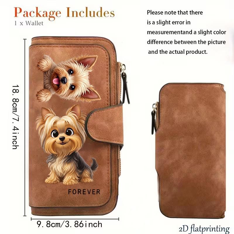 Women's long wallet, card holder with multiple card slots, printed zipper card box - a zipper wallet for storing cash and ID cards.