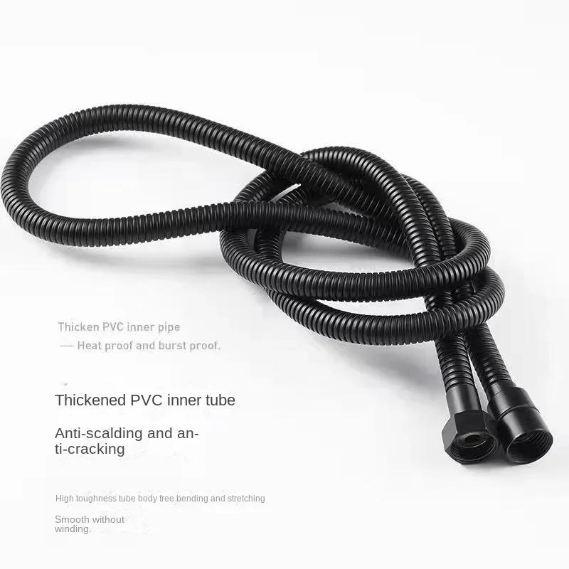 Black/silver Extendable Garden Hose SUS 304 Flexible Shower Long Bathroom Pipe Extension Water Pull Accessories Hoses Pipes Home