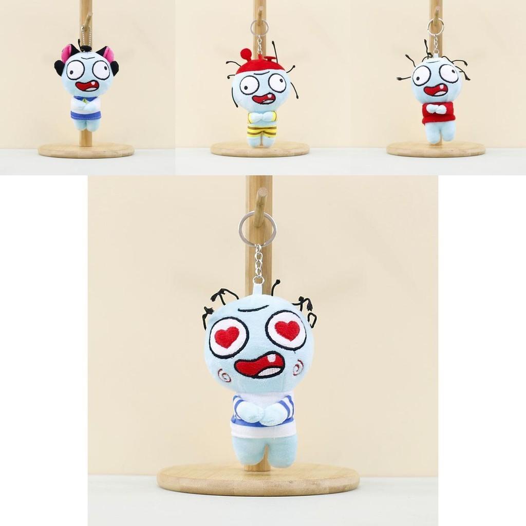 Cute Red Zombie Plush Toy Bag Pendant Keychain Adorable 13cm Stuffed Doll