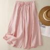 Cotton Linen Wide-Leg Seven-Point Pants for Women, Plus Size, Casual New 2025 Straight-Leg Culottes