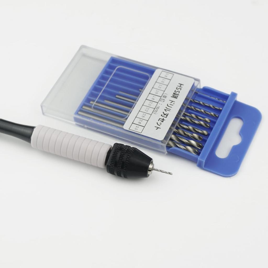 Pin Vise Hand Drill with Interchangeable HSS Steel Drill To Craft Tool Bits, 0.8mm 3.0mm, 10-Piece Set,