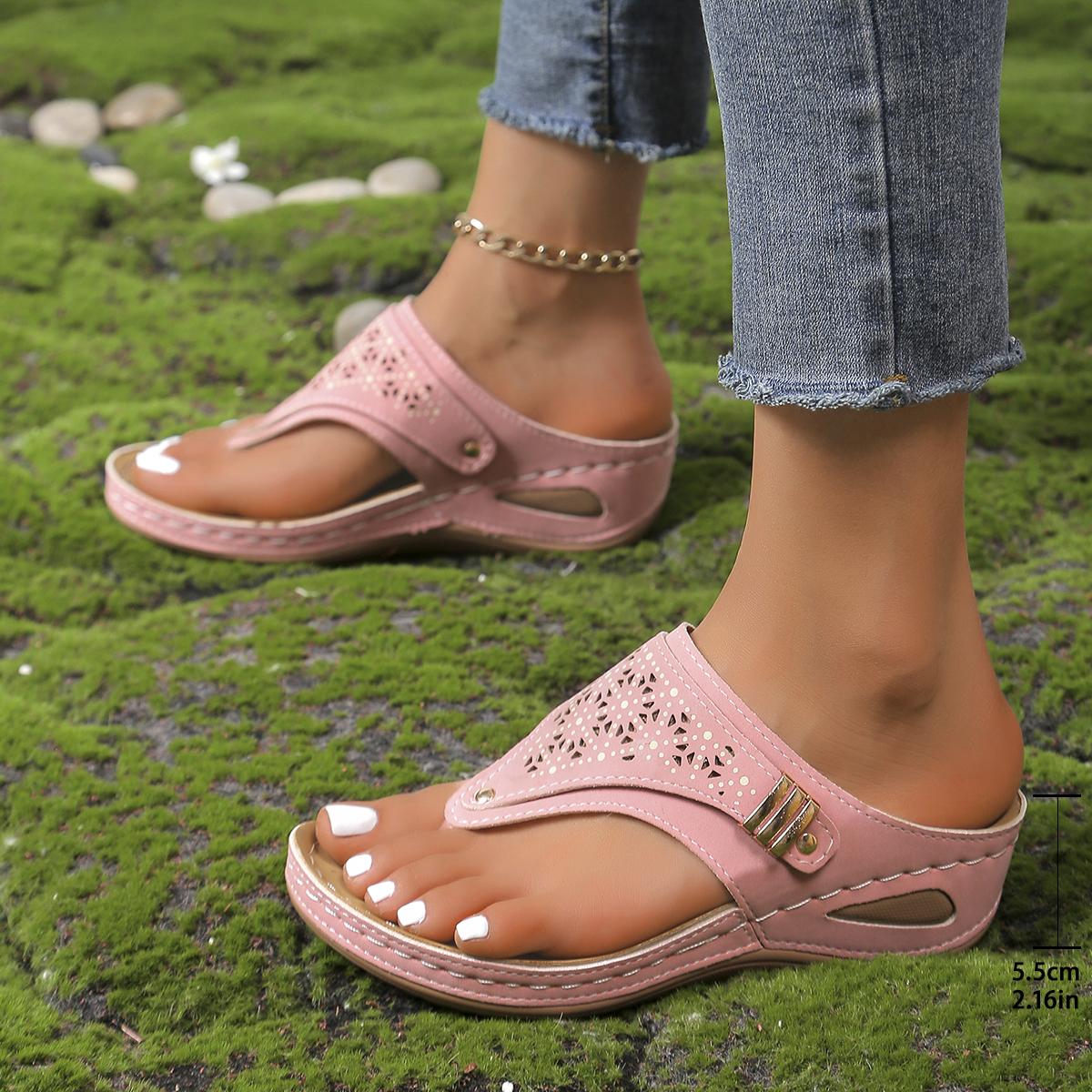 модные летние пляжные нескользящие шлепанцы на танкетке для женщин — фото 3