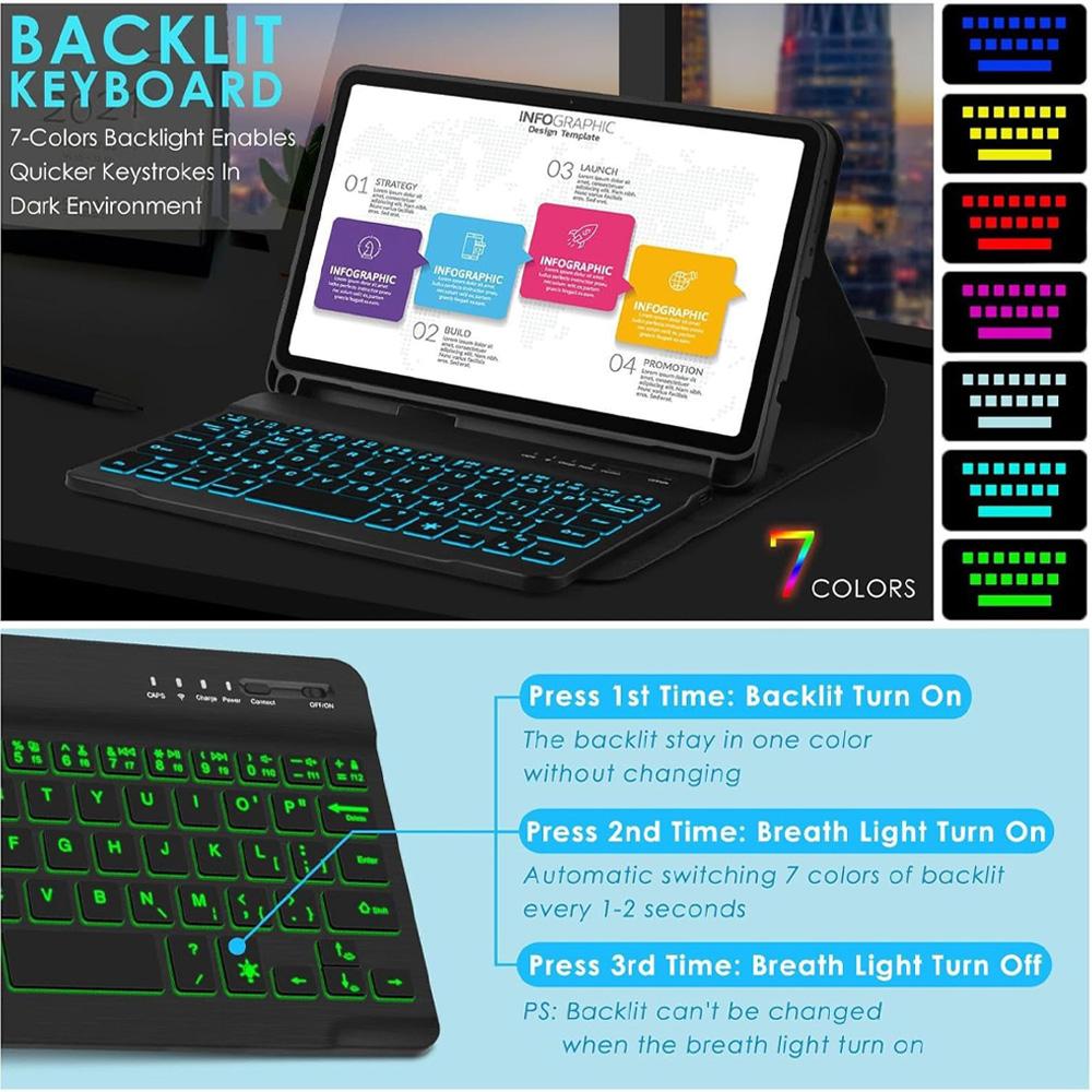 Case for Samsung Galaxy Tab A11 8.7 Inch, Bluetooth Keyboard Cover for Samsung A11 8.7 SM-X133/X135, for Samsung Smart Stand Cov