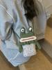 Cartoon Frog Cotton Handwoven Shoulder Bag With Cute Design For Daily Use