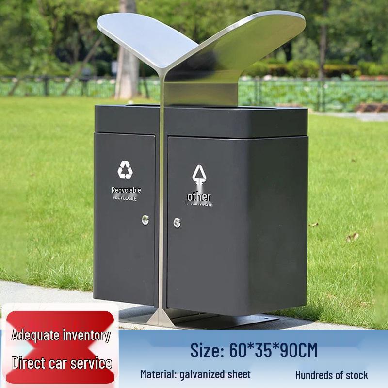 Stainless Steel Outdoor Park & Community Sorting Trash Can