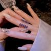 Adjustable Purple Zircon Rhinestone Ring - Versatile Japanese Korean Style for Women & Girls