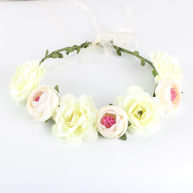 

Bohemian Rose Flower Headband for Brides and Bridesmaids молочный белый