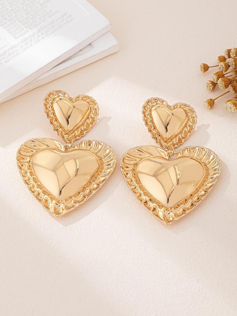 European & American Fresh Style Heart Lace Earrings - High-End Fashion, Light Luxury, Versatile Pair