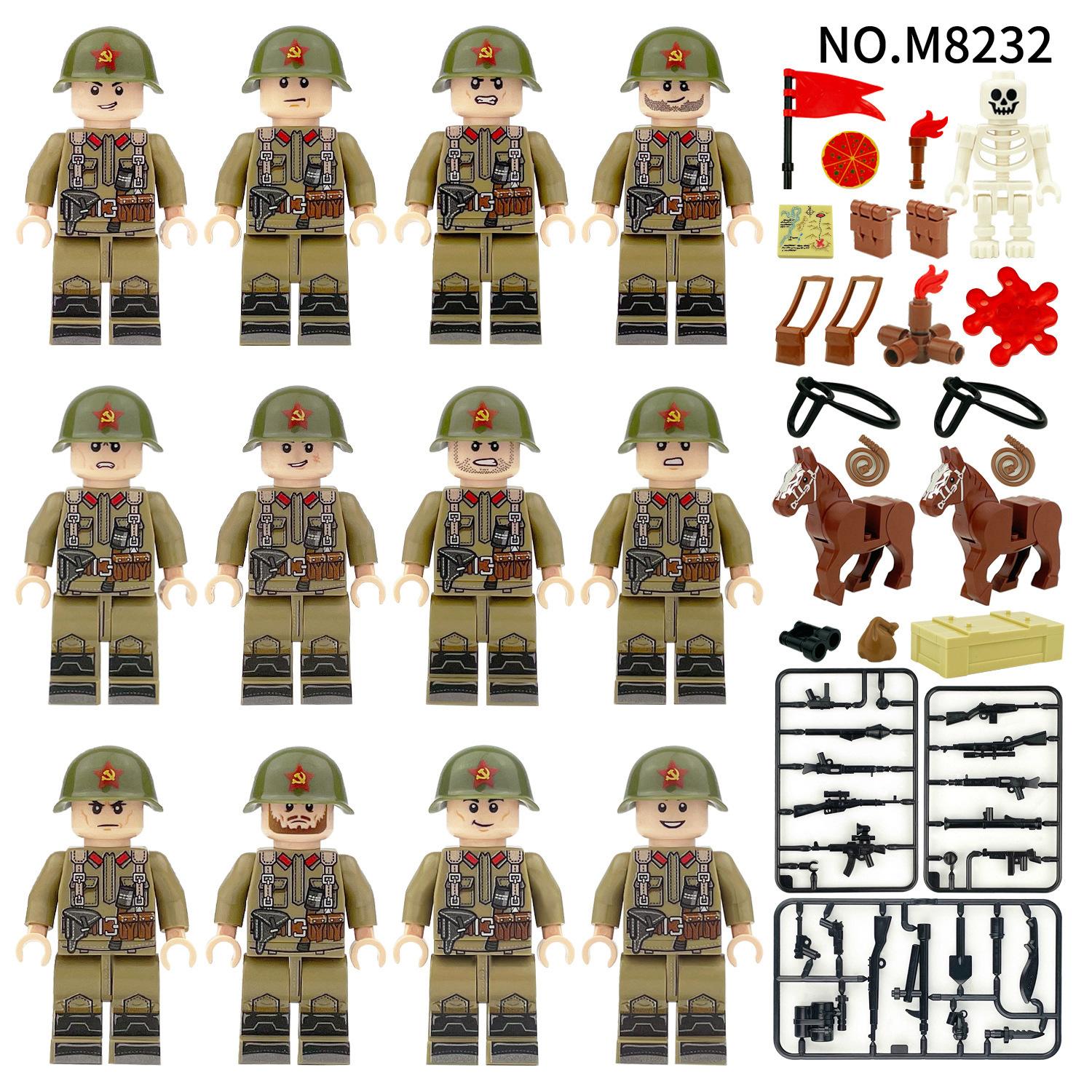 Iwo Jima Training Us Soldiers Miniature M8240 Children Assemble Small Particle Building Block Toy Dog