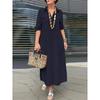 Loose Long-Sleeved Lapel Dress Elegant Solid Long sleeve Button Lapel Plus size dresses