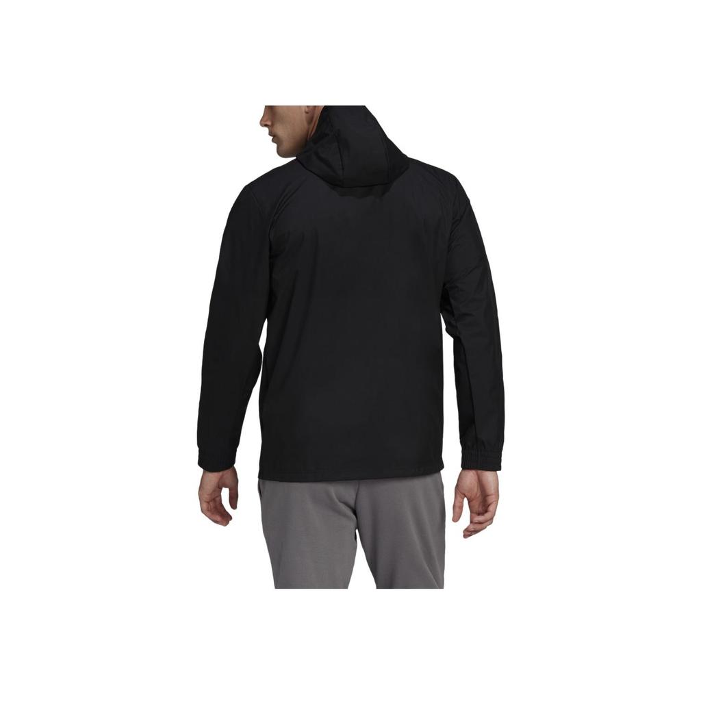 Adidas Chaqueta para Hombre Entrada 22 Todo Clima Color Sólido con Capucha Manga Larga Chaqueta Negro HB0581