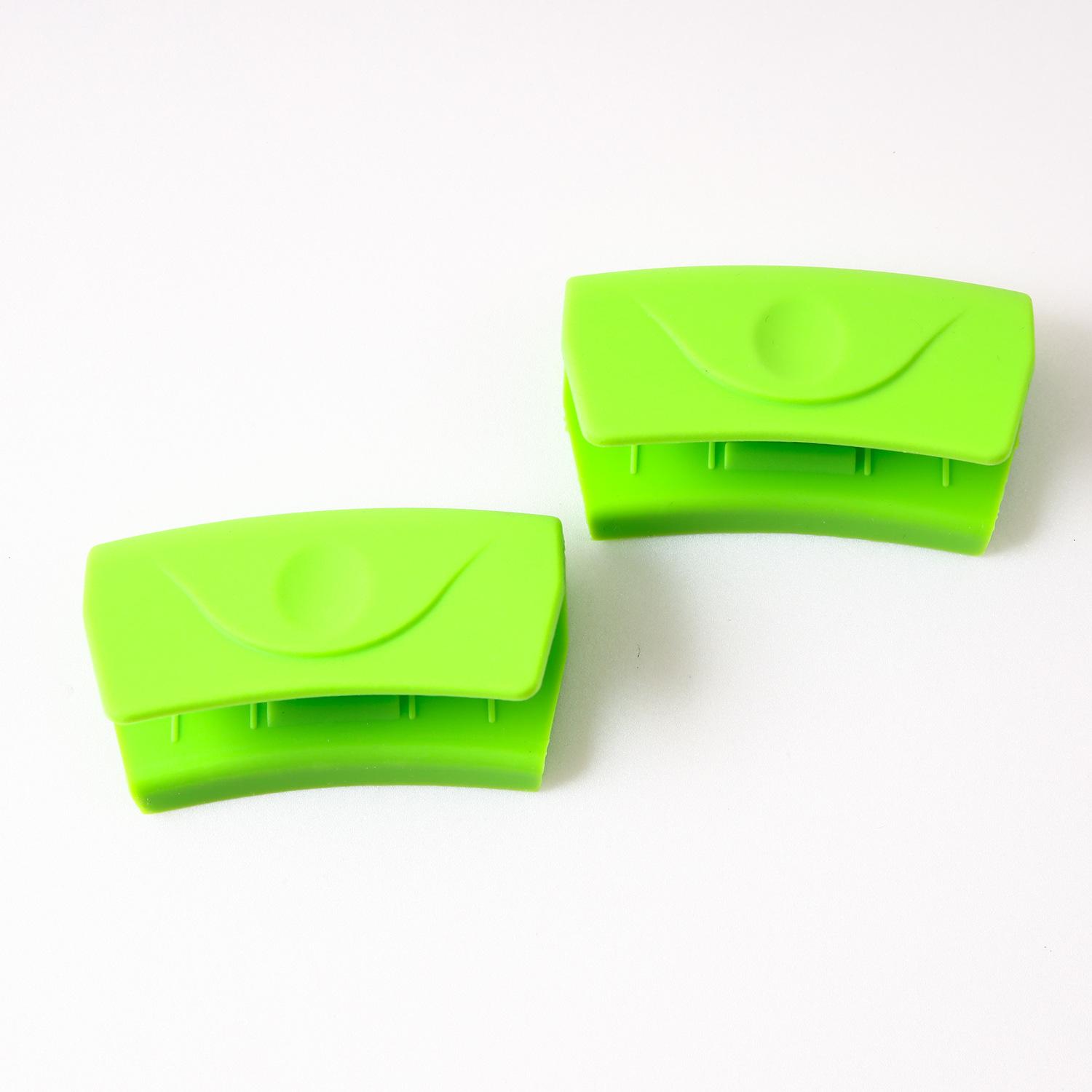 

1 пара силиконовых зажимов для ушей, креативный зажим, чугунная ручка для микроволновой печи, изоляционный зажим для рук, набор ушей для горшка зелёный