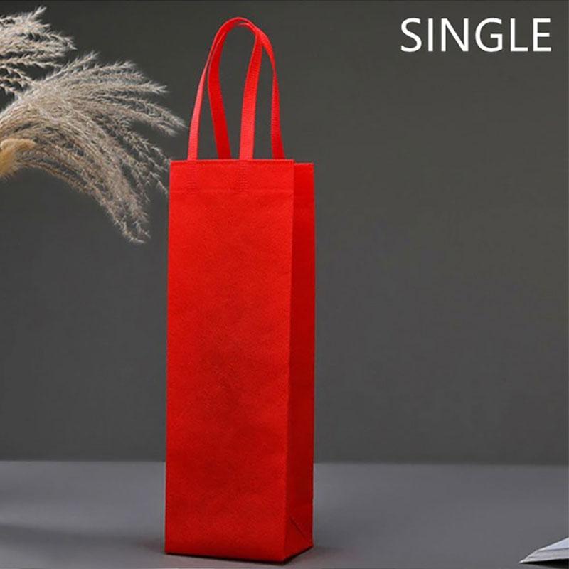 30pcs Nonwovens Champagne Beer Waterproof Gift Bag Color Single Double Bottle Red Wine Bottle Hand Handle Packaging Pouches