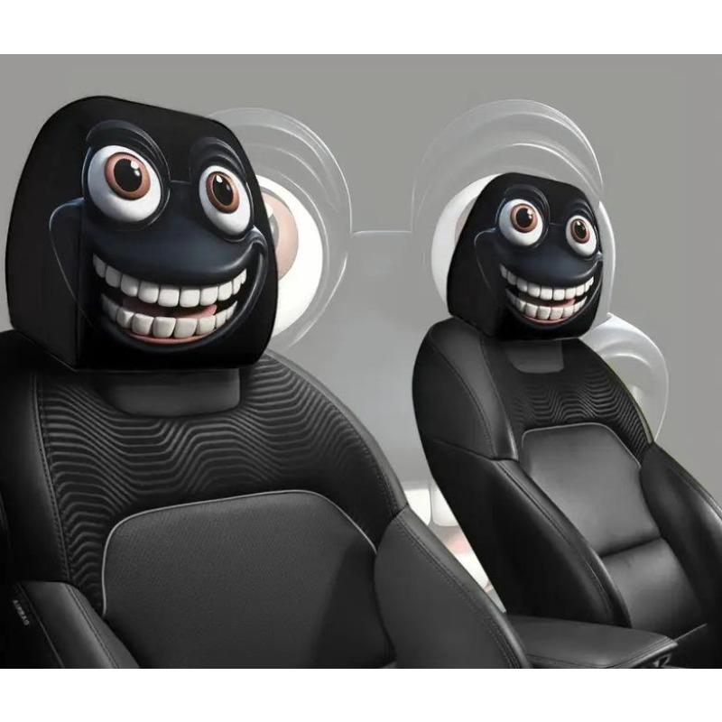2PCS Funny Cartoon car headrest Cover, Cute Funny Eyes, Suitable for Halloween, Christmas car Universal Elastic Models Funny Decoration