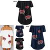 Elegant Floral Embroidered Off Shoulder Dress With Stylish One Shoulder Design