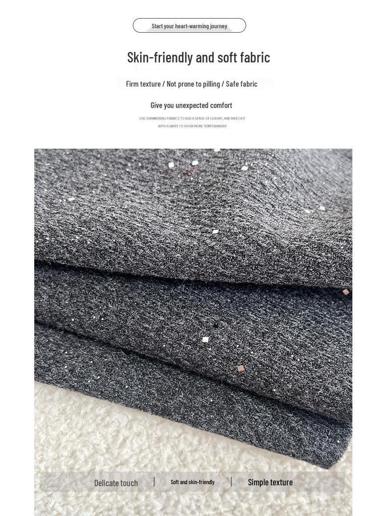 Wool Blend Shimmering Starry High-Waisted Skirt - Autumn/Winter Collection
