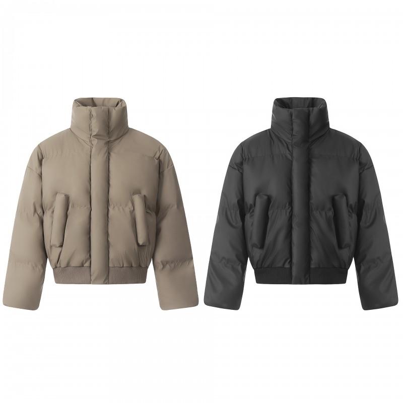 Winter Warm Puffer Jacket Stand Collar Cotton Coat Short Streetwear Vintage Thick Men Women