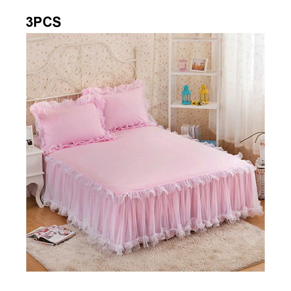 Easy To Clean Non-Slip Mattress Cover Wide Bed Skirt Elegant Princesses Bed Skirt Ruffled Bed Skirt