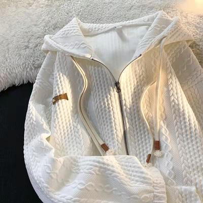 Cardigan à capuche pour femme, nouveau design tendance, fermeture éclair paresseuse, panneau de poche, ample, décontracté, polyvalent, manches longues, printemps et automne