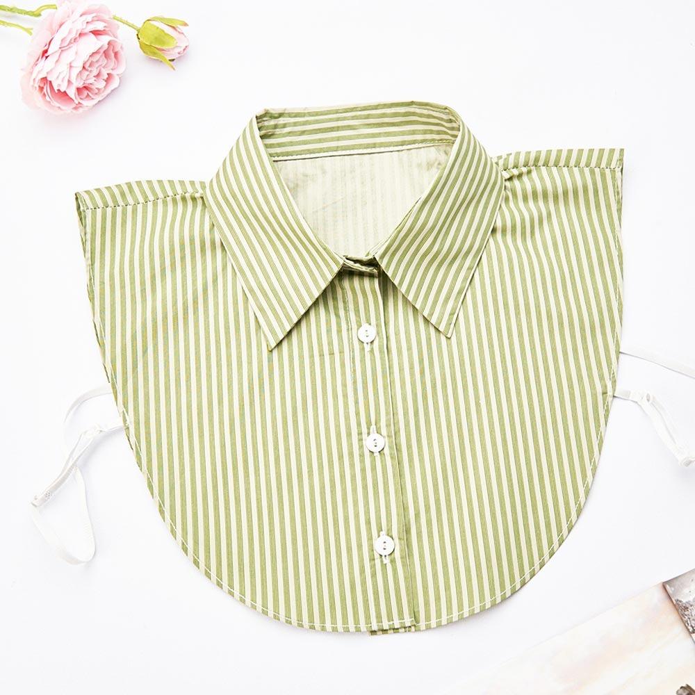 

Detachable Front Tie Cotton Clothes Accessories Fashion Stripes Fake Collar for Women зелёный