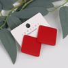 Trendy Korean Red White Black Pink Stud Earrings For Women Girl Geometric Big Square Round Acrylic Earrings Fashion Jewelry Gift