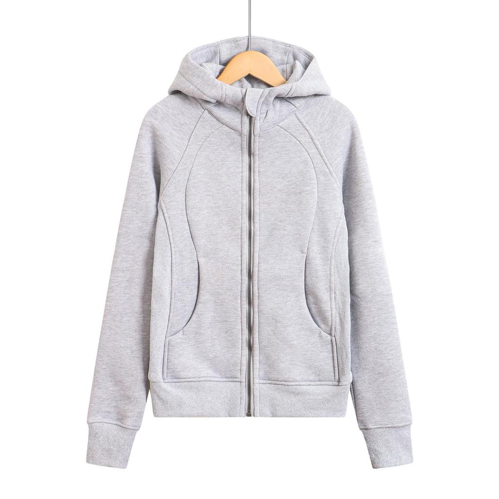Women's Slim Fit Scuba Hoodie - Casual Yoga Zip-Up Sweatshirt