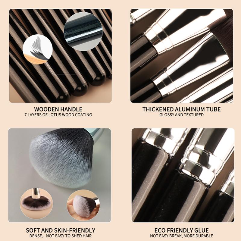 HMU High Quality Dense Fiber Hair Black Wood Handle Fan-shaped Vegan Single Powder Large Highlight Facial Fan Brush