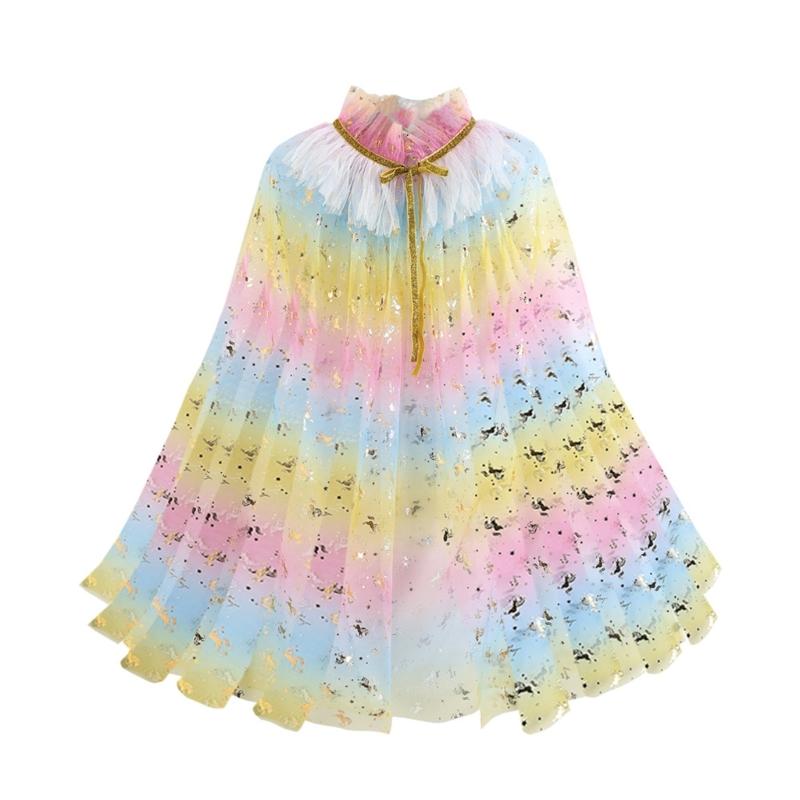 Girls Lightweight Sheer Princess Cape for Fantasy Dressing Up and Birthday Parties Soft Nylon Fabric Costume Accessory