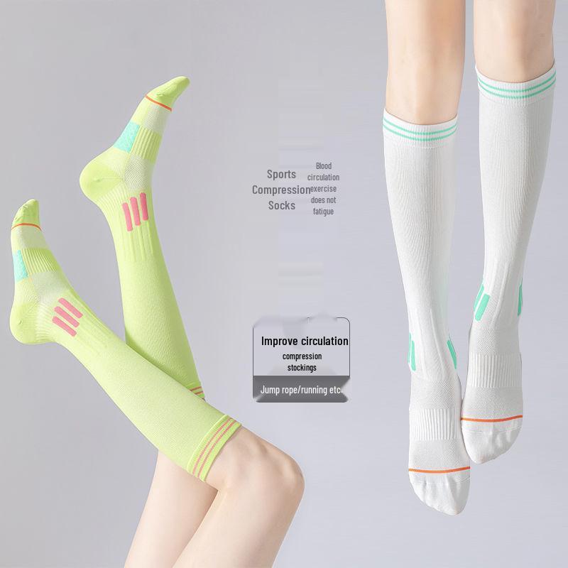 Professional Grade Long Compression Socks for Yoga, Fitness, Sports, Jump Rope, and Pilates with Non-Slip Design