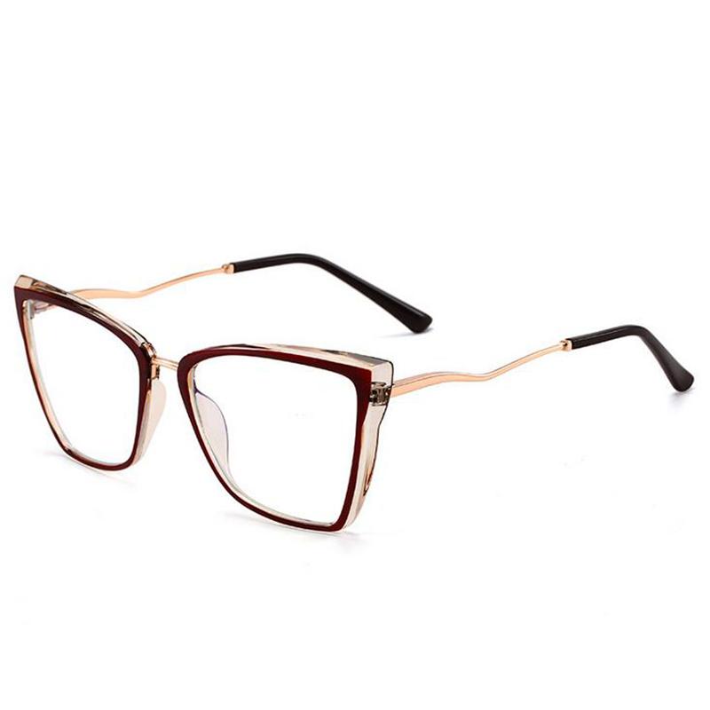 Women Men Anti-Blue Light Cat Eye Myopic Glasses +Metal Myopia Photochromic Prescription Eyeglasses 0 -0.5 -0.75 To -6.0