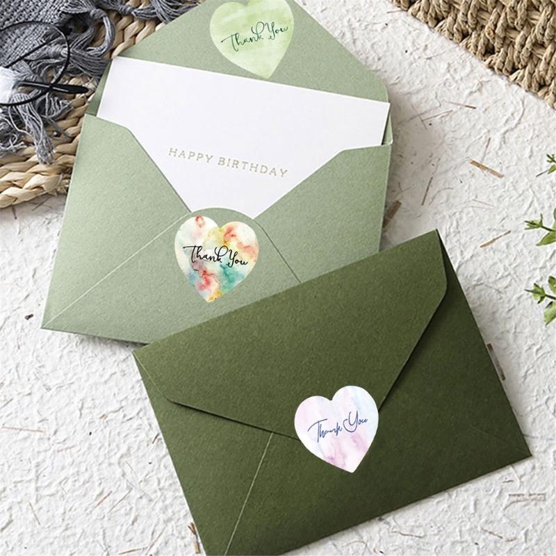 500 Stück Dankesetiketten zum Versiegeln von Umschlägen, Süßigkeitentüten, Hochzeitsverpackungen, 1 Zoll Herz Siegelaufkleber, Dankesaufkleberetikett
