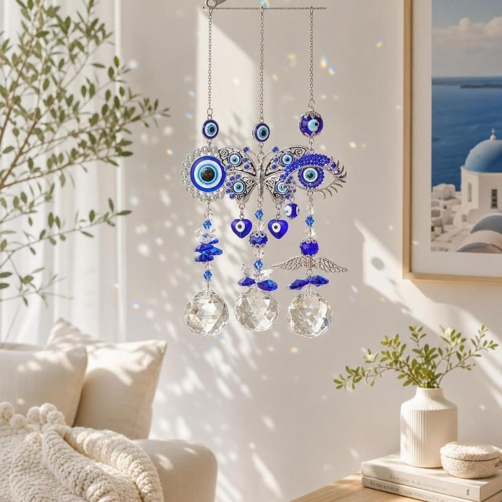 Rhinestone Devil Eye Suncatcher Butterfly Sunlight Catcher Hanging Crystal Decor  Door Decoration