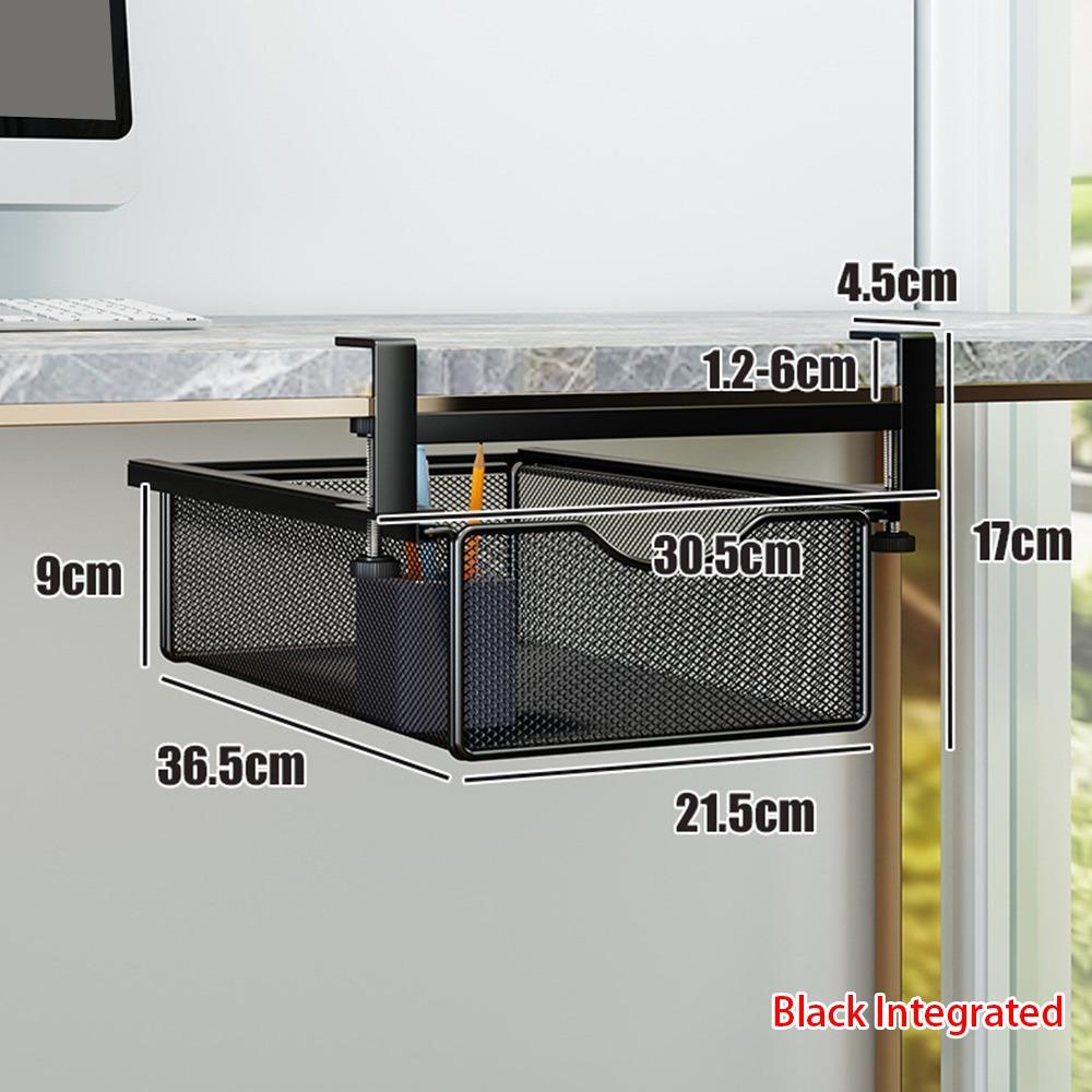 Carbon Steel Under-table Storage Rack Smooth Slide/Pull-out Breathable Pull-out Cabinet Mesh Drawer Large Load Bearing