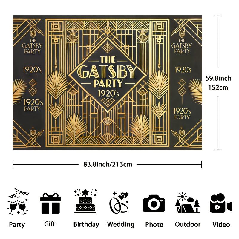 Gatsby Style Photography Background Fabric of the 1920s - Golden Art Deco Style, Polyester Material