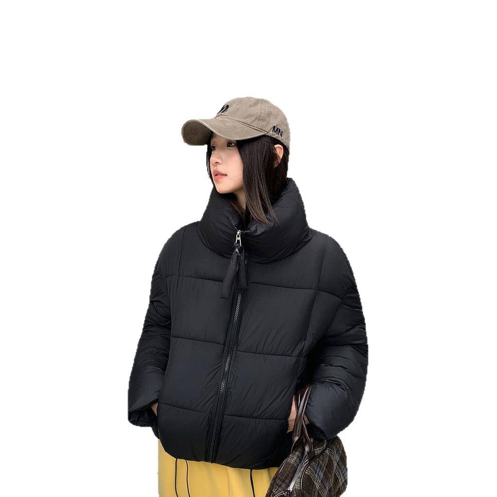 Maillard stand-up collar solid color thickened bread cotton clothes women's autumn and winter new commuter versatile short coat