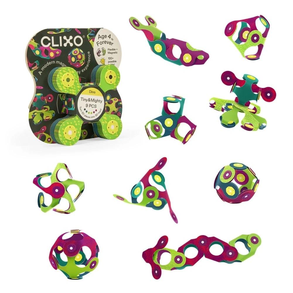 Elastyczne Klocki Magnetyczne Clixo Dino 9 El. - 4+