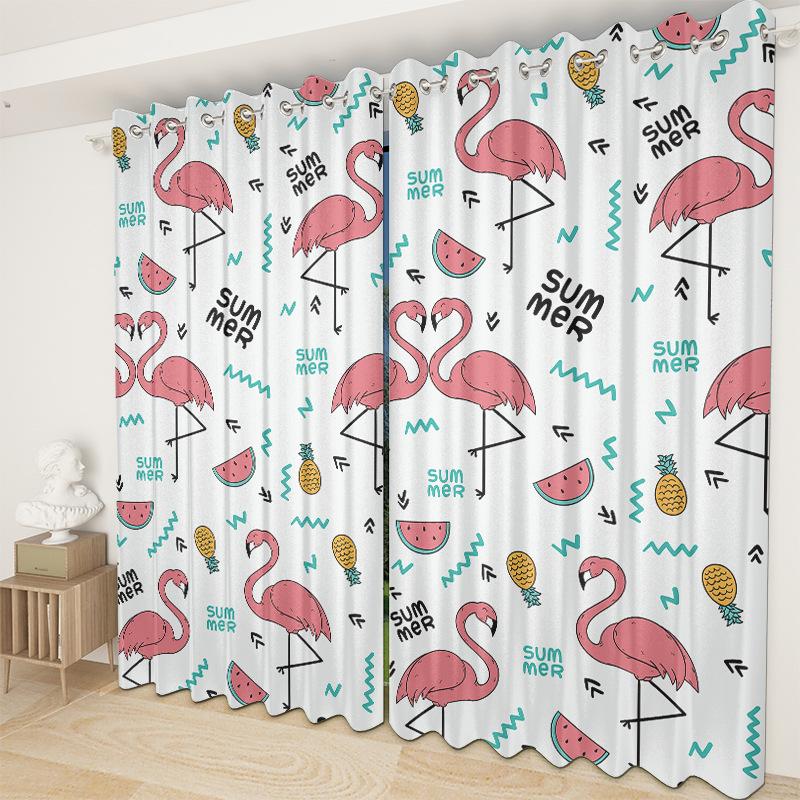Flamingo Gardinenstoff Schlafzimmer Wohnzimmer Balkon Verdunkelungsvorhang Büro Hotel Isolationsvorhang