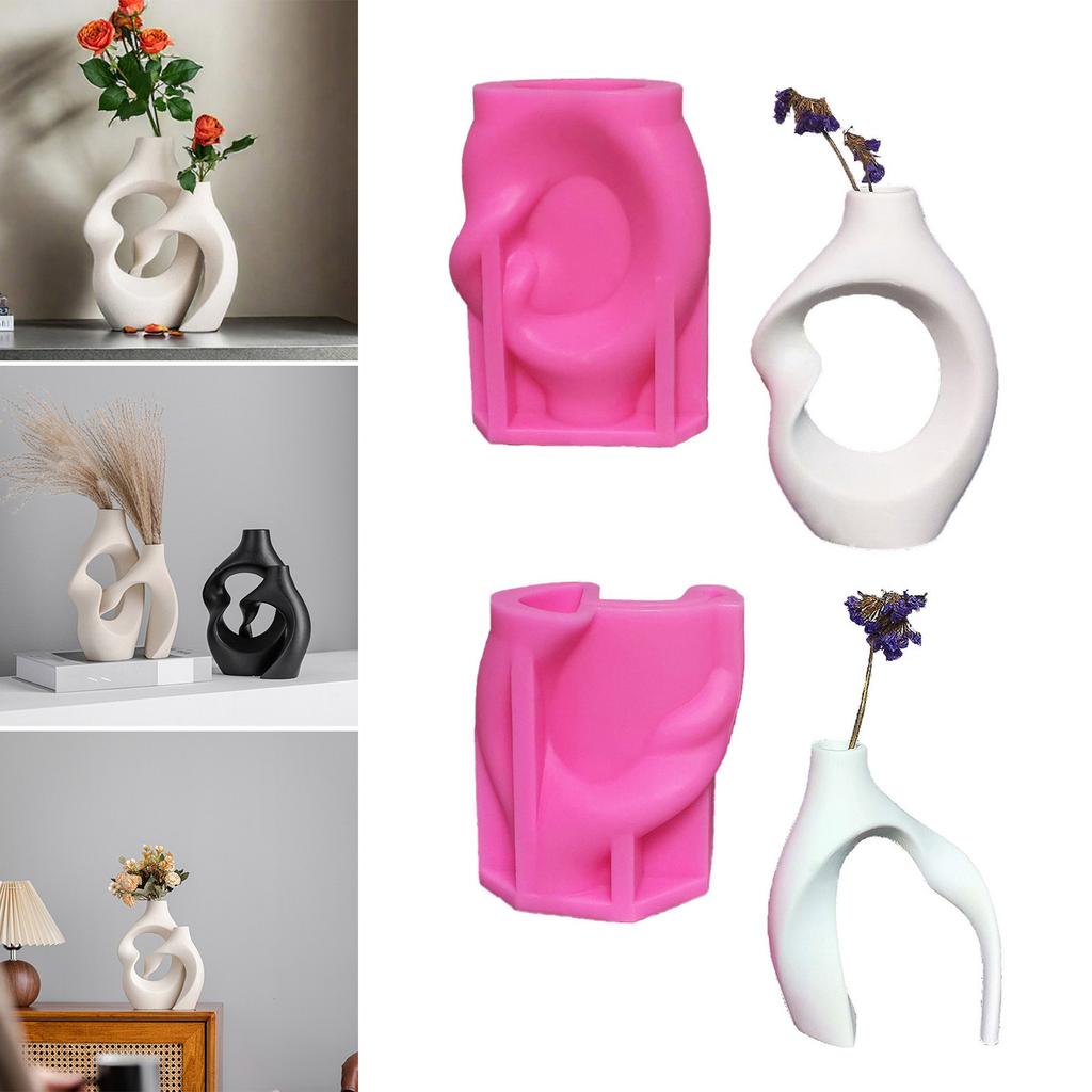2 Pack Silicone Vase Mold Set Easy Demolding Craft Molds Creative Crafting Moulds for Unique Abstract Vase Crafting
