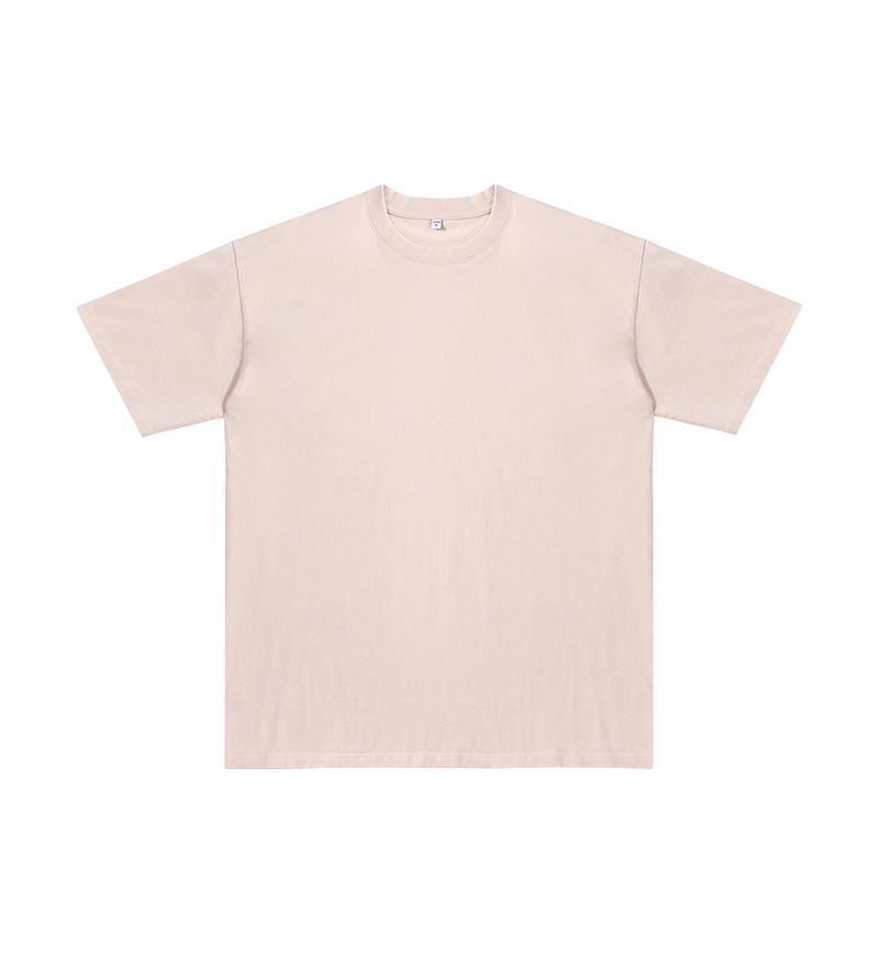 250G Pure Cotton Distressed Short Sleeve Tee, American Retro Style, Teen White Ink DTG Print, Washed Look