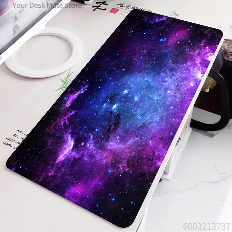 Purple Blue Galaxy Planet Large Gaming Mouse Pad Outer Space Nebula Starry Sky Nonslip Extended Keyboard Desk Mat