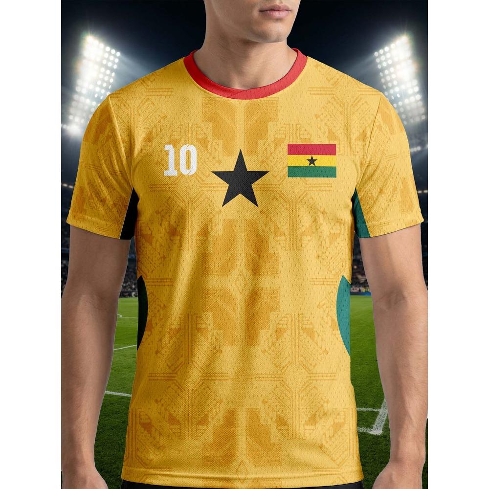 Ghana 2026 Auswärts-Sportoberteil für Erwachsene, Anti-Haft-Schweiß, super atmungsaktiv, hochauflösende Sublimation, Fan-Kurzarmshirt