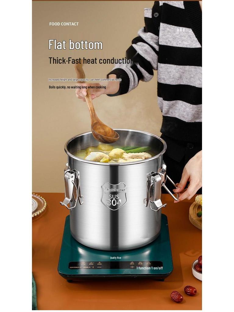 Stainless Steel Sealing Bucket: Insect & Moisture-Proof Rice and Soup Container