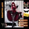 JUNDOMECY Witch Devil Cosplay Little Sexy 6-Piece Set Wings Pannier Black Red Demon Vampire Halloween Costume Adult Ladies Cute Plus Size Horns Dress