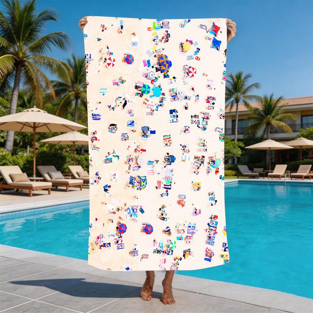 Impressionist Colorful Beach Umbrella Ocean Painting Beach Towel Quick Dry Large Towel For Vacation Swimming Seaside