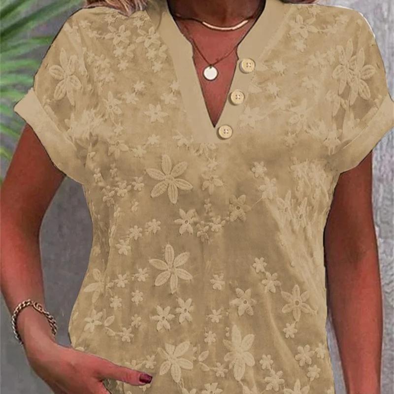 

Cropped Shirt White Lace Blouse Eyelet Cut Embroidery Top Wear Hollow Out Women s Summer Clothing 2XL хакі