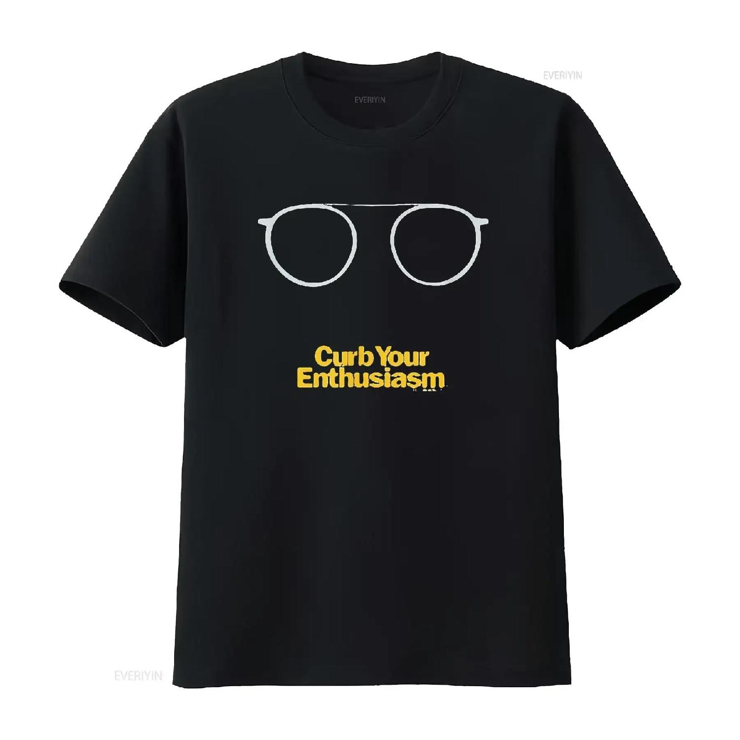 Curb Your Enthusiasm Glasses Adult T Shirt Black 2X Large vintage Washed fashion Versatile designer clothes Unisex Casual S