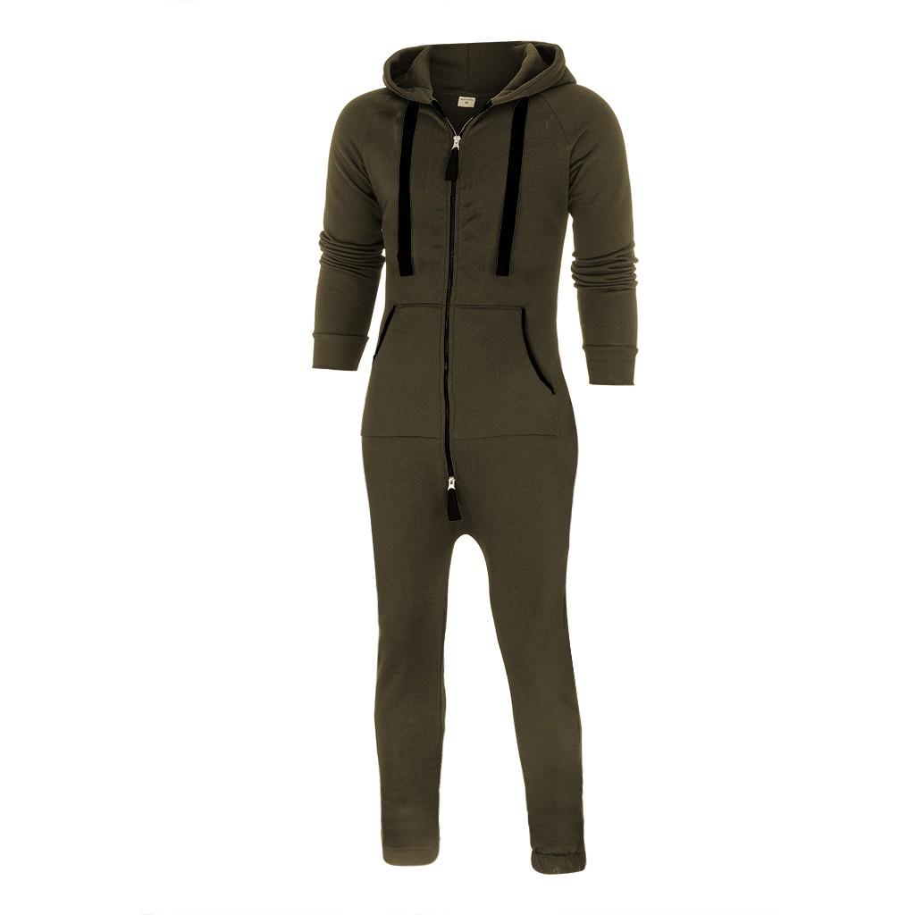 Herren Farbblock Winter Freizeit Kapuzenpullover Druck Reißverschluss Druck Jumpsuit