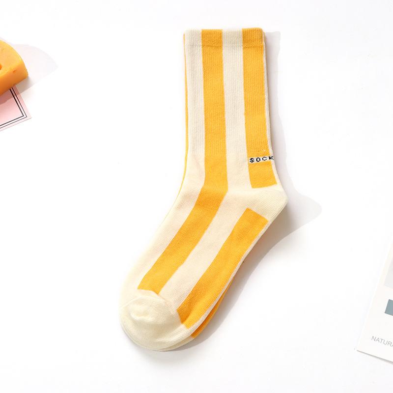 Women's Spring and Autumn Cotton High Quality Small Vertical Stripe Socks