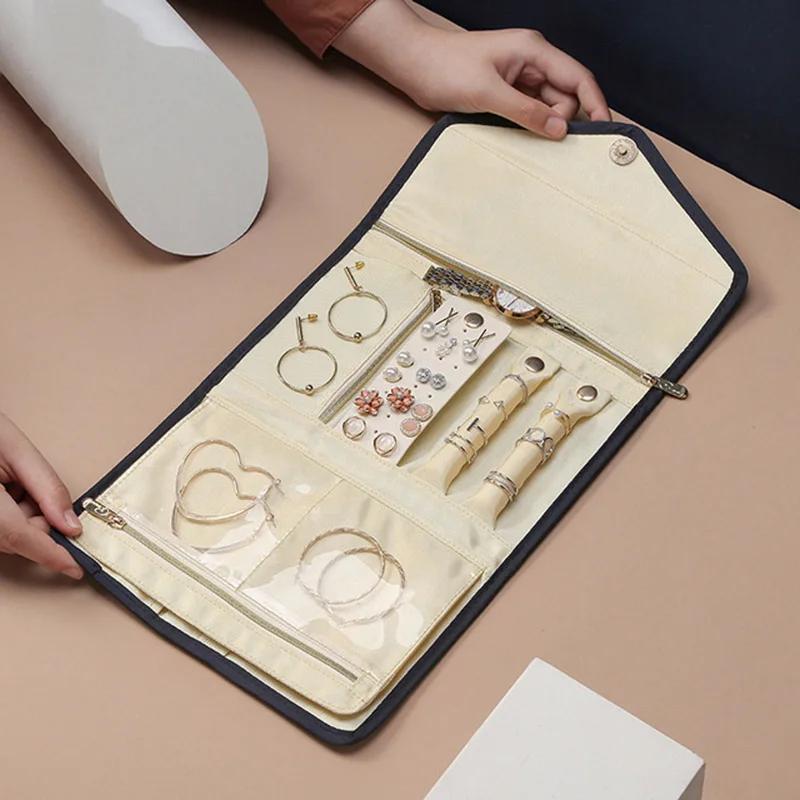 Portable Jewelry Organizer Earring Boxes Packaging Travel Storage Bag Jewelry Box For Journey Girl Gift